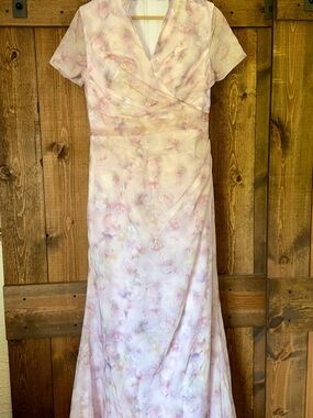 Elegant Blush Floral Wrap Maxi Dress - Women’s Gown